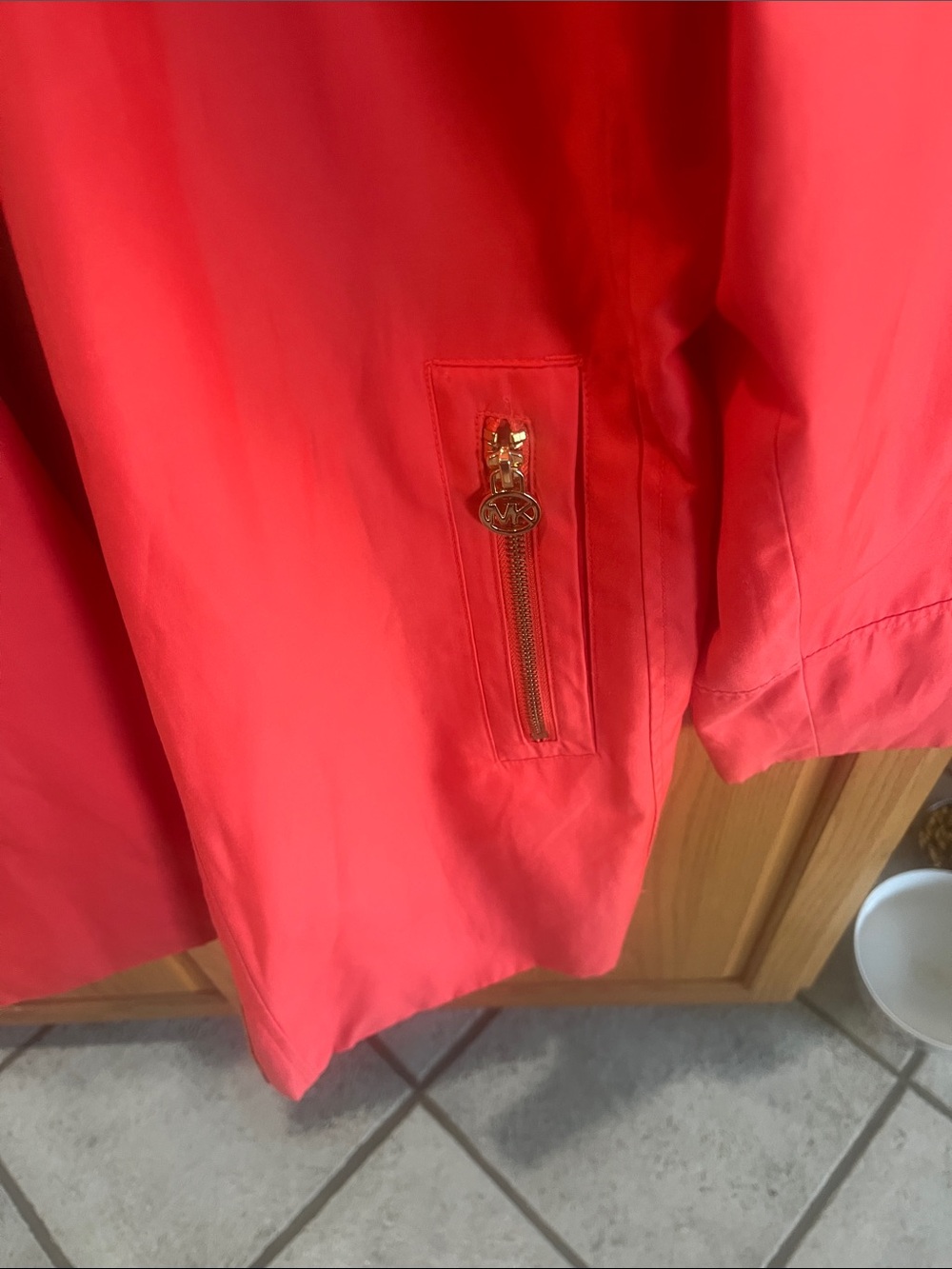 MICHAEL Michael Kors Red Trench Coat with Zip Pockets - Picture 3 of 5